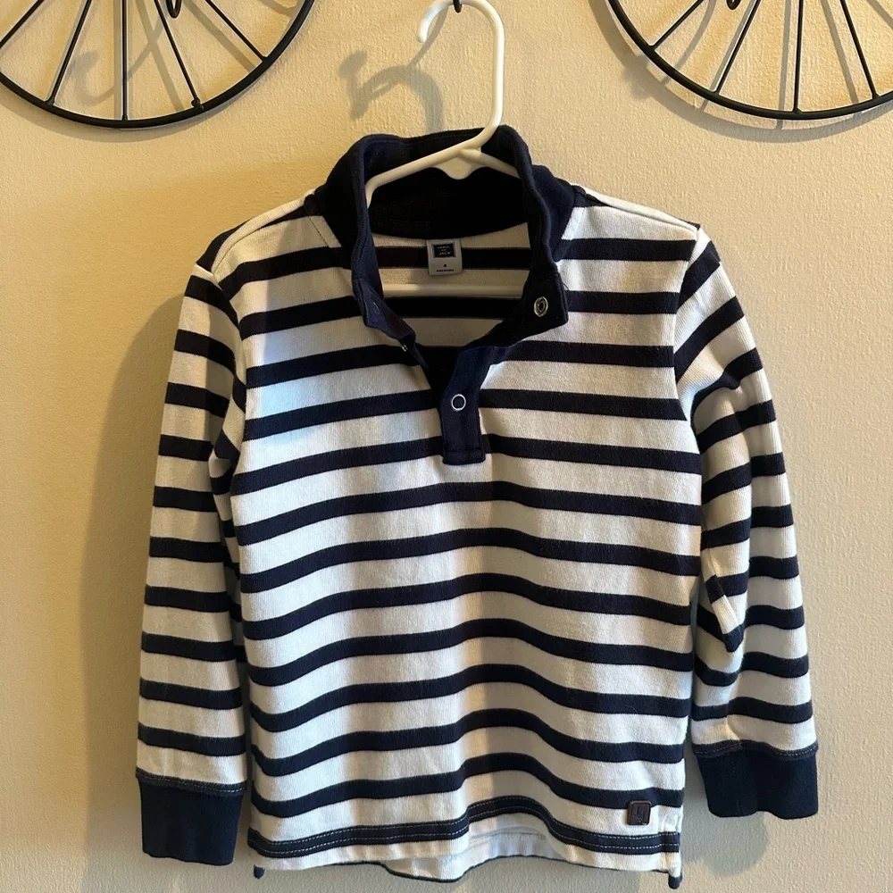 Janie and Jack Navy and White Striped Pullover size 4 - Picture 1 of 3